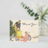 Vintage Kerstmis Dank u Briefkaart (Staand voorkant)