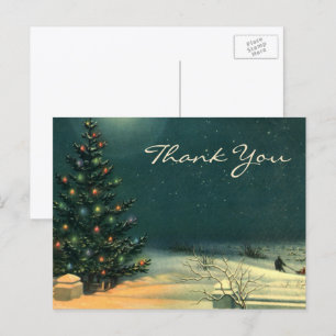 Vintage Kerstmis Dank u Briefkaart