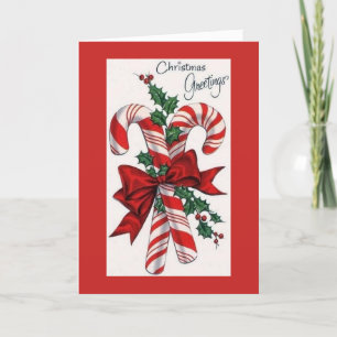 Vintage Kerstmis - de Groeten van het Riet van het Feestdagen Kaart