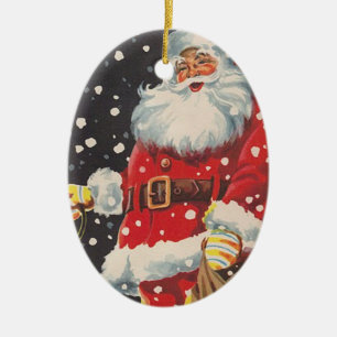 Vintage Kerstmis de Kerstman Keramisch Ornament