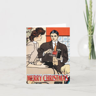 Vintage Kerstmis Edward Penfield Feestdagen Kaart