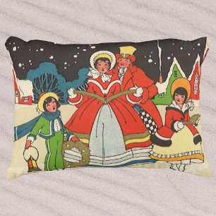 Vintage Kerstmis, een familie die muziek zingt Accent Kussen