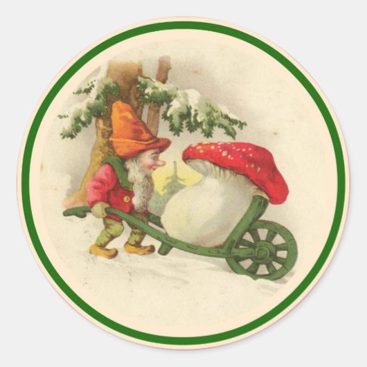 Vintage Kerstmis Elf 1910 Ronde Sticker (Voorkant)
