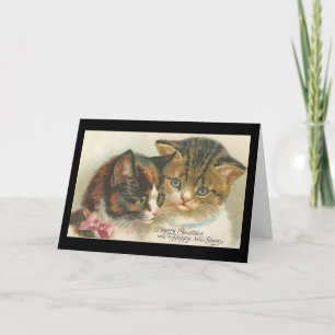 Vintage Kerstmis en nieuwjaarskatten Feestdagen Kaart