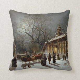 Vintage kerstmis Eve scène Kussen