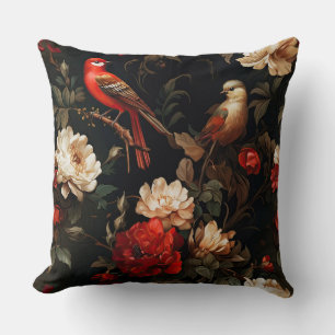 Vintage Kerstmis fantasie Bloemen Vogels Patroon Kussen