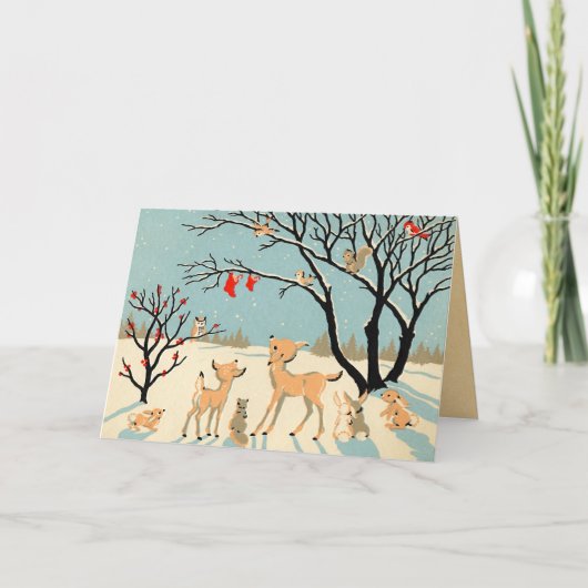 Vintage Kerstmis Feestdagen Kaart (Voorkant)