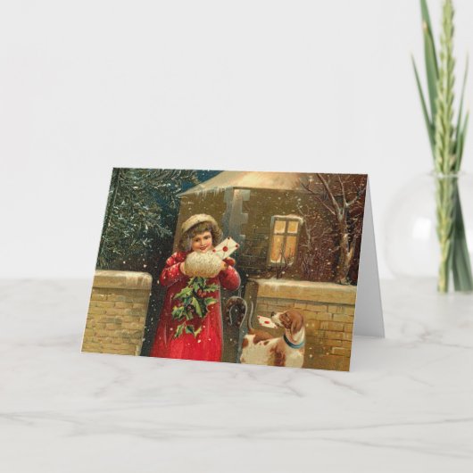 Vintage Kerstmis Feestdagen Kaart (Voorkant)