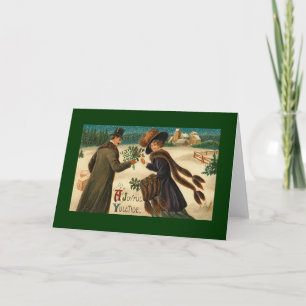 Vintage Kerstmis Feestdagen Kaart