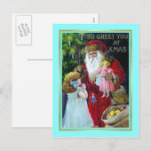 Vintage Kerstmis Feestdagenkaart (Voorkant / Achterkant)