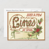 Vintage Kerstmis Feestdagenkaart (Voorkant / Achterkant)