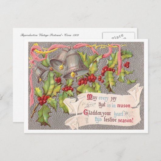 Vintage Kerstmis Feestdagenkaart (Voorkant / Achterkant)