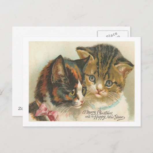 Vintage Kerstmis Feestdagenkaart (Voorkant / Achterkant)