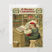 Vintage Kerstmis Feestdagenkaart (Voorkant / Achterkant)