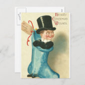 Vintage kerstmis feestdagenkaart (Voorkant / Achterkant)