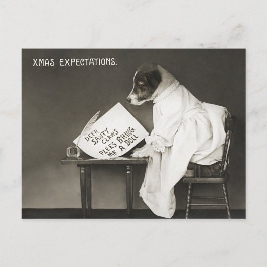 Vintage Kerstmis Funny Dog Briefkaart (Voorkant)