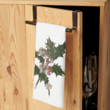 Vintage Kerstmis, Green Holly Plant met Berries
