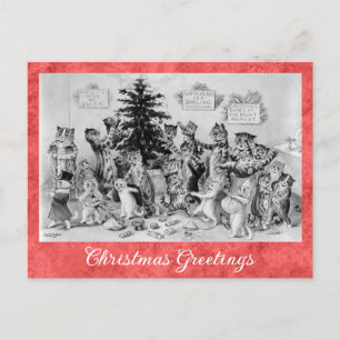 Vintage Kerstmis Greetings Louis Wain Cat Briefkaart