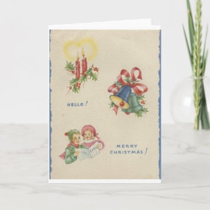 Vintage Kerstmis "Hallo" Feestdagen Kaart