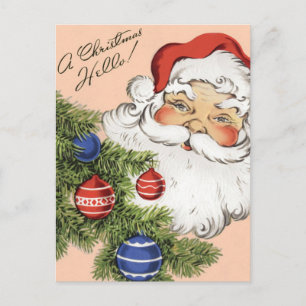 Vintage Kerstmis Hallo! Jolly Santa Claus Feestdagenkaart