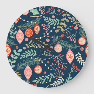 Vintage Kerstmis Hand Getrokken Naadloos Grote Klok