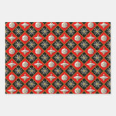 Vintage Kerstmis Harlequin Pattern Inpakpapier Vel (Voorkant 3)