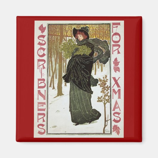 Vintage Kerstmis Hoesje 1895 Magneet (Voorkant)