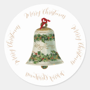 Vintage Kerstmis Holly Bell & Kerstmis groet Ronde Sticker