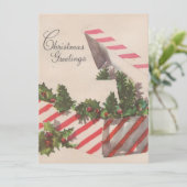 Vintage Kerstmis Holly Cadeau Feestdagenkaart (Staand voorkant)