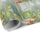 Vintage Kerstmis Holly en Bells Cadeaupapier (Rol Hoek)