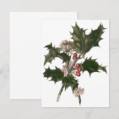 Vintage Kerstmis, Holly Plant Berries Uitnodiging (Voorkant / Achterkant)