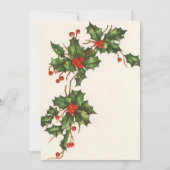 Vintage Kerstmis, Holly Red Berries Kaart (Voorkant)