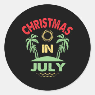 Vintage Kerstmis In Juli Zomer Strandfeest Vrouwen Ronde Sticker