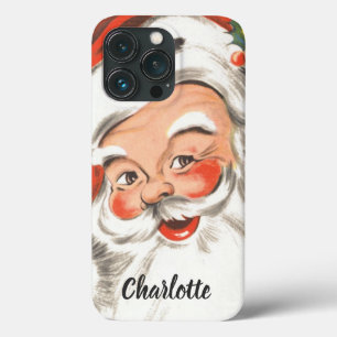 Vintage Kerstmis, Jolly Santa Claus met glimlach iPhone 13 Pro Hoesje