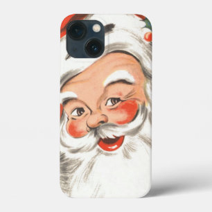Vintage Kerstmis, Jolly Santa Claus met glimlach iPhone 13 Mini Hoesje