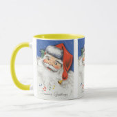 Vintage Kerstmis, Jolly Santa Claus met Muziek Mok (Links)