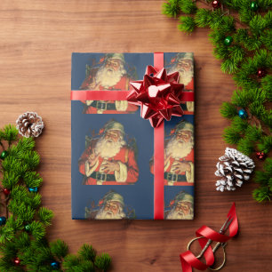 Vintage Kerstmis, Jolly Santa Claus met speelgoed Cadeaupapier