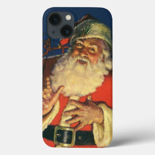 Vintage Kerstmis, Jolly Santa Claus met speelgoed iPhone 13 Hoesje