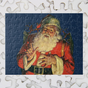 Vintage Kerstmis, Jolly Santa Claus met speelgoed Legpuzzel