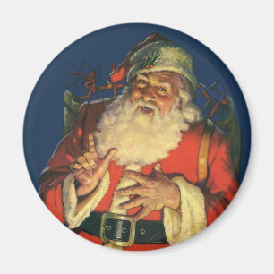 Vintage Kerstmis, Jolly Santa Claus met speelgoed Magneet