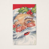 Vintage Kerstmis, Jolly Santa Claus met zijn Pet Visitekaartjes (Voorkant)