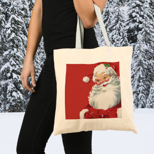 Vintage Kerstmis, Jolly Santa Claus Winking Tote Bag
