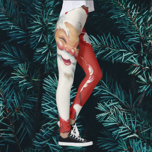 Vintage Kerstmis, Jolly Winking Santa Claus Leggings