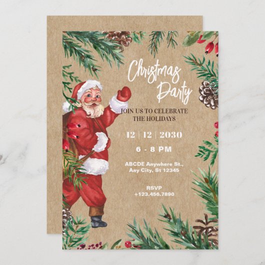 Vintage kerstmis kaart (Voorkant / Achterkant)