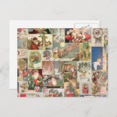 Vintage Kerstmis Kaarten Holiday Pattern Feestdagenkaart (Voorkant / Achterkant)