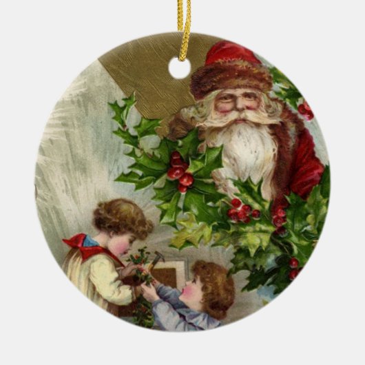 Vintage Kerstmis Keramisch Ornament (Voorkant)