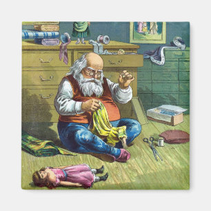 Vintage Kerstmis, kerstman die Speelgoed Dolls maa Magneet