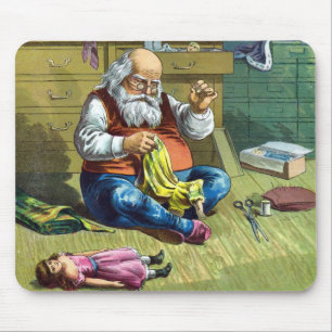 Vintage Kerstmis, kerstman die Speelgoed Dolls maa Muismat