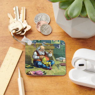 Vintage Kerstmis, kerstman die Speelgoed Dolls maa Sleutelhanger