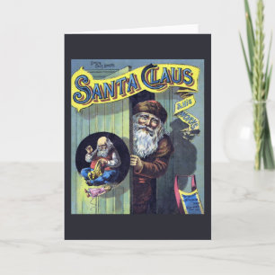 Vintage Kerstmis, kerstman en zijn werkboek Feestdagen Kaart
